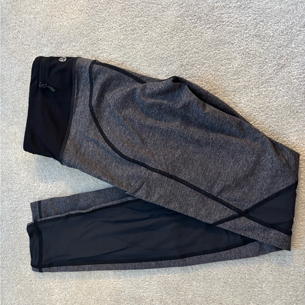 lululemon Gray & Black Mesh Panel Leggings